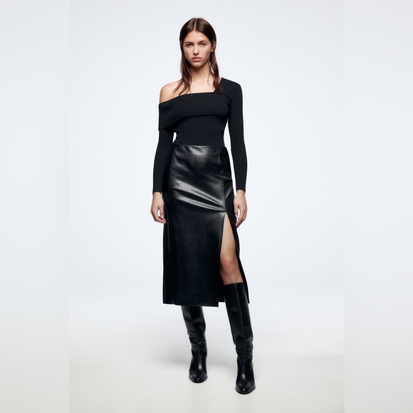 NWT Zara Cut Out Off-Shoulder Asymmetric Top Size L 2298/108 - Picture 5 of 11